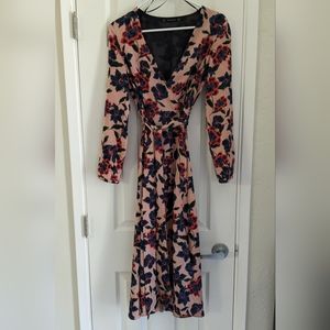 Zara floral wrap dress
